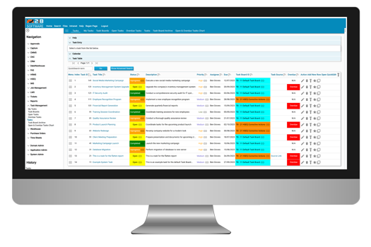 2iB Work Management task screen displayed on computer monitor.