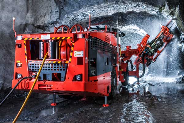 Underground drill rig operating in gold mine